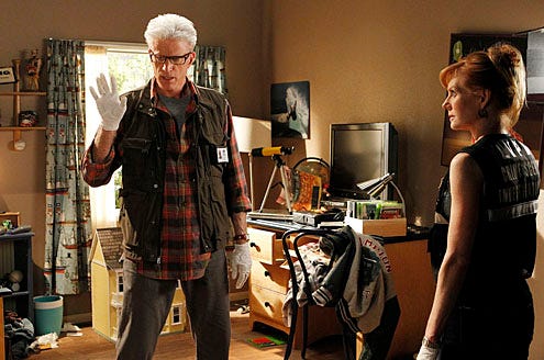 CSI - Season 12 - "Tell-Tale Hearts" - Ted Danson as D.B. Russell, Marg Helgenberger as Catherine Willows