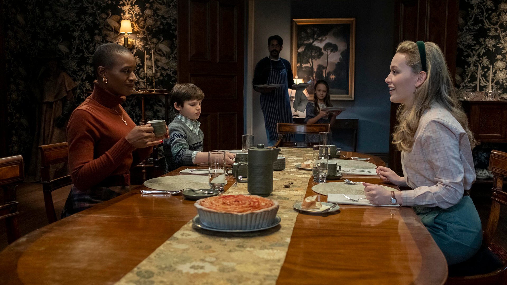 T'Nia Miller, Benjamin Ainsworth, Rahul Kohli, Amelie Smith, and Victoria Pedretti; The Haunting of Bly Manor