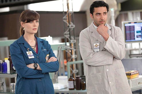 Bones - Season 6 - "The Signs in the Silence" - Emily Deschanel as Brennan and guest star Pej Vahdat as Arastoo Vziri