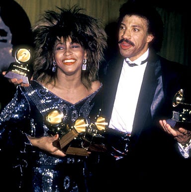 Tina Turner and Lionel Richie - Grammy Awards - Los Angeles, CA - Feb. 26, 1985