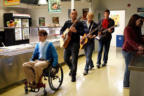 Glee - Season 2 - "Rumours" - Kevin McHale, Mark Salling, Chord Overstreet, Cory Monteith