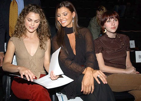 Keri Russell, Ali Landry and Scarlett Johansson - Mercedes-Benz Fashion Week Spring Collections 2003, September 19, 2002