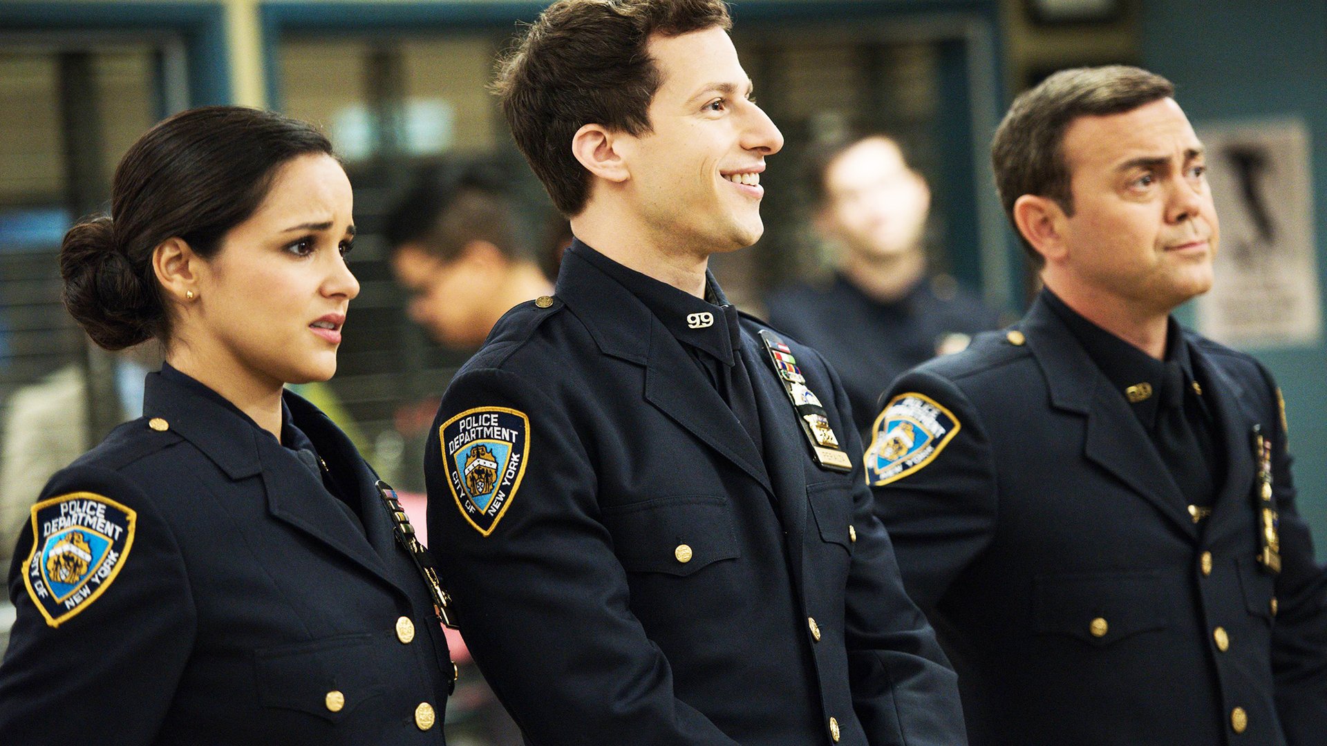 Melissa Fumero, Andy Samberg and Joe Lo Truglio, Brooklyn Nine-Nine