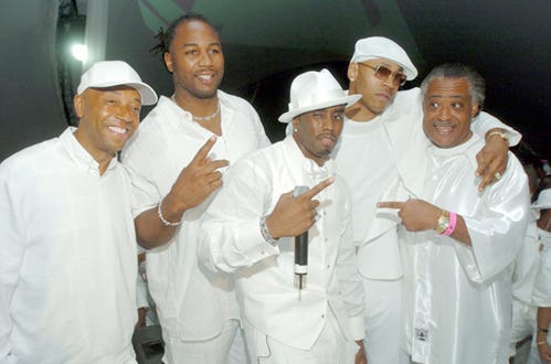 Russell Simmons, Lennox Lewis, Sean Combs, LL Cool J and Rev Al Sharpton - The 6th Annual P. Diddy White Party at the PS2 Estate in Bridgehampton, July 4, 2004