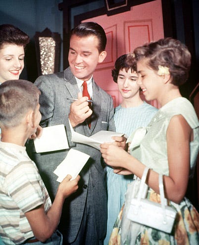 Dick Clark - with some of his "American Bandstand" friends, July 9, 1956