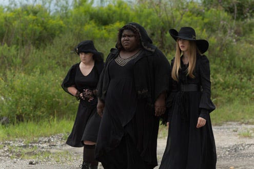 American Horror Story: Coven - "Burn, Witch, Burn" - Jamie Brewer as Nan, Gabourey Sidibe as Queenie, Taissa Farmiga as Zoe