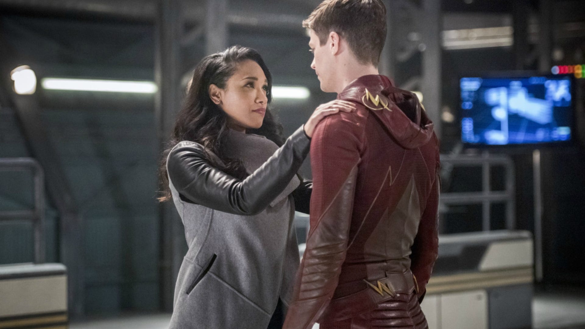 ​  Candice Patton and Grant Gustin, The Flash