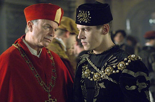 The Tudors - Season 1 - Episode 3 - Sam Neill as Cardinal Wolsey, Jonathan Rhys Meyers as Henry VIII