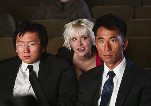 Heroes - Season 3 - "One of Us, One of Them" - Masi Oka as Hiro, Brea Grant as Daphne and James Kyson Lee as Ando