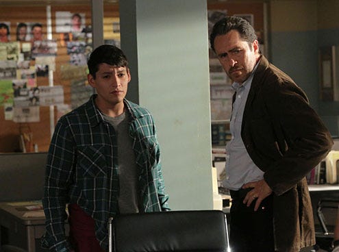 The Bridge - Season 1 - "The Beetle" - Carlos Pratts as Gus Ruiz, Demian Bichir as Marco Ruiz