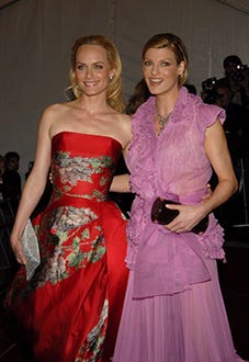 Amber Valletta and Linda Evangelista - "AngloMania" Costume Institute Gala, May 2006