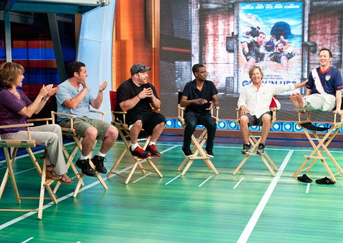 NFL Live - Suzy Kolber interviews actors Adam Sandler, Kevin James, Chris Rock, David Spade and Rob Schneider