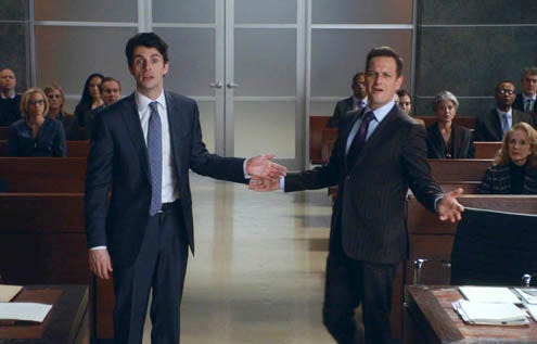 The Good Wife - Season 5 - “Dramatics, Your Honor” - Matthew Goode as Finn Polmar and Josh Charles as Will Gardner