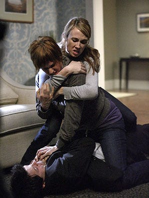 Supernatural - Season 4 - "The Rapture" - Misha Collins as Castiel, Linnea Sharples as Lisa, Wynn Everett as Amelia