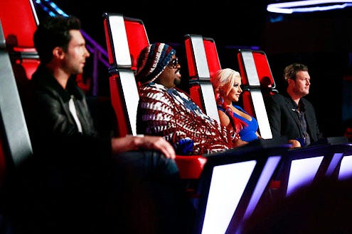 The Voice - Season 3 - "The Live Playoffs, Part 2" - Adam Levine, Cee Lo Green, Christina Aguilera and Blake Shelton