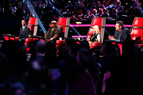 The Voice - Season 5 - " Live Eliminations" - Adam Levine, CeeLo Green, Christina Aguilera and Blake Shelton