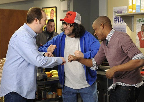 30 Rock - Season 6 - "Nothing Left To Lose" - John Lutz as J.D. Lutz, Judah Friedlander as Frank Rossitano and Keith Powell as Toofer
