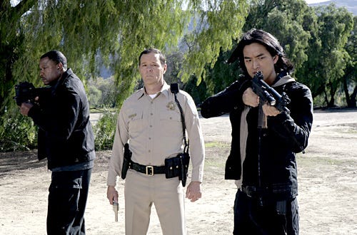 Knight Rider - Kevin Dunigan as Smoke, Chris Mulkey as Sheriff Ramsey, Jack Yang as Cross