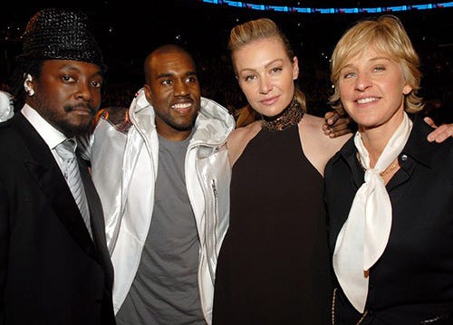 Wyclef Jean, Kanye West, Portia de Rossi and Ellen Degeneres - The 49th Annual Grammy Awards, February 11, 2007