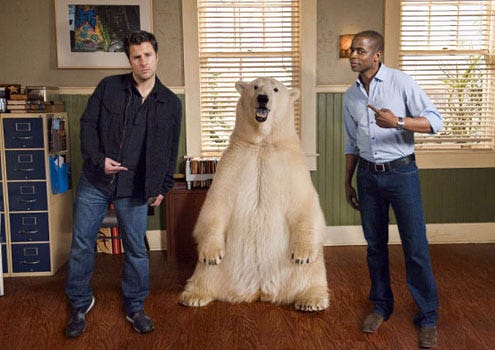 Psych - Season 4 - "Dead Bear Walking" - James Roday as Shawn Spencer and Dule Hill as Gus Guster