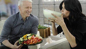 VIDEO: Anderson Cooper Serves Ranch Dressing to Courteney Cox --- Is He Trying Too Hard?
