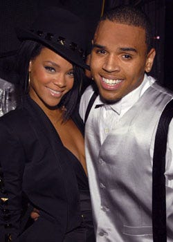 Rihanna and Chris Brown - Backstage at the 2007 MTV Video Music Awards in Las Vegas, September 9, 2007