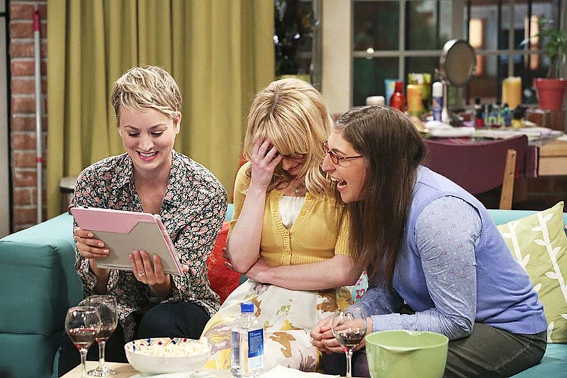 The Big Bang Theory - Season 8 - "The Troll Manifestation" - Kaley Cuoco-Sweeting, Melissa Rauch  and Mayim Bialik