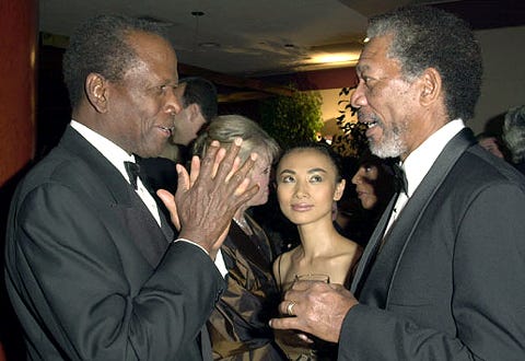 Sidney Poitier, Bai Ling and Morgan Freeman - 2000 Carousel of Hope Ball for Barbara Davis Center for Diabetes, October 28, 2000