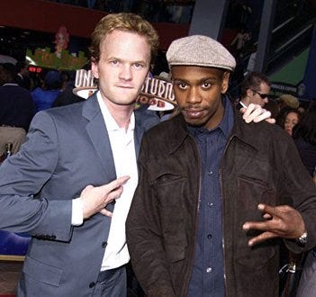 Neil Patrick Harris and Dave Chappelle at the "Undercover Brother" premiere, 2002