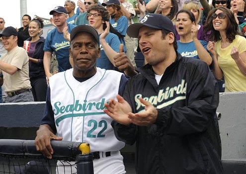 Psych - Season 6 - "Dead Man's Curveball" - Danny Glover as Mel Hornsby and James Roday as Shawn Spencer
