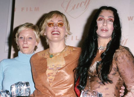 Anne Heche, Sharon Stone and Cher - Lucy Awards Women in Film, Sept. 2000