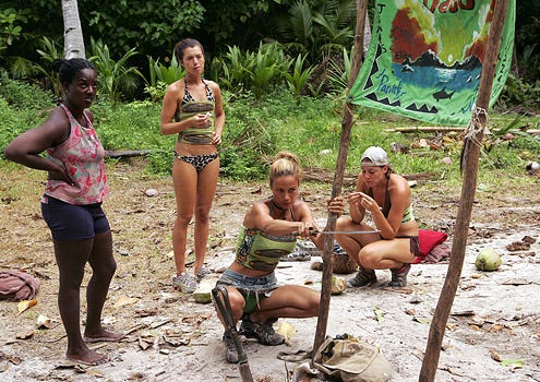 Survivor: Micronesia - Cirie Field, Parviti Shallow, Natalie Bolton and Amanda Kimmel, during the twelfth episode