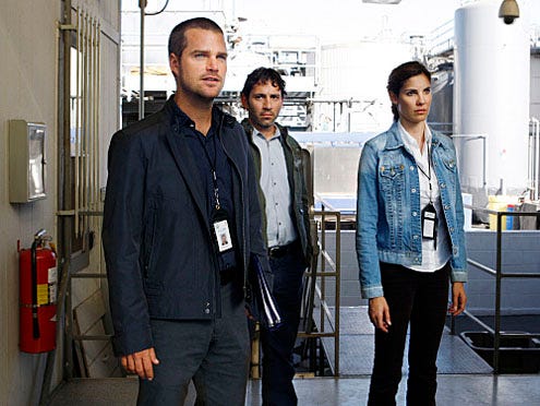 NCIS: Los Angeles - Season 1 - "Pushback" -  Chirs O'Donnell as "G" Callen, guest star Gregory Sims and Daniela Ruah as Kensi Blye and