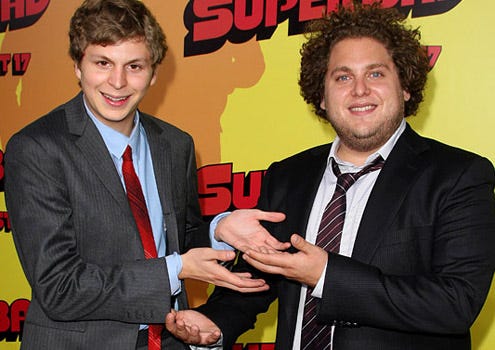 Michael Cera and Jonah Hill -  The "Superbad" premiere, August 13, 2007