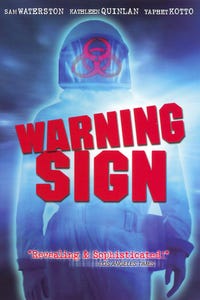 Warning Sign as Woman on Video Screen
