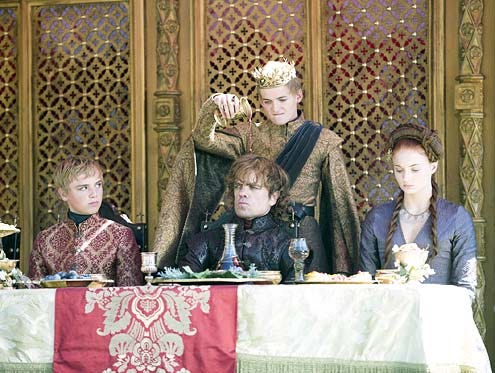 Game of Thrones - Season 4 - "The Lion and the Rose" - Dean-Charles Chapman, Peter Dinklage, Jack Gleeson and Sophie Turner