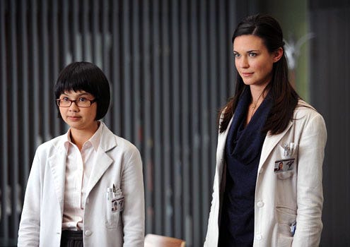 House - Season 8 - "Dead & Buried" - Charlyne Yi as Park and Odette Annable as Adams