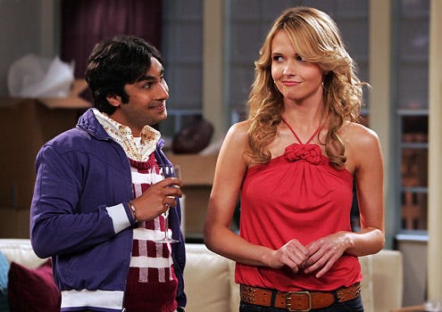 The Big Bang Theory - Season 2 - "The Dead Hooker Juxtaposition" - Kunal Nayar as Raj and Valerie Azlynn as Alicia