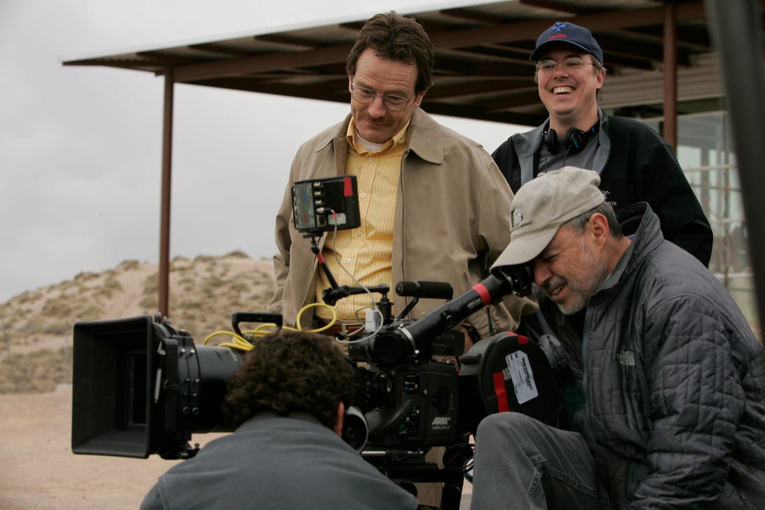 Bryan Cranston and Vince Gilligan on the set of Breaking Bad