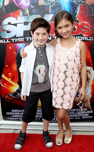 Mason Cook and Rowan Blanchard - attending the premiere of 'Spy Kids 4' on August 13, 2011 in Austin, Texas.