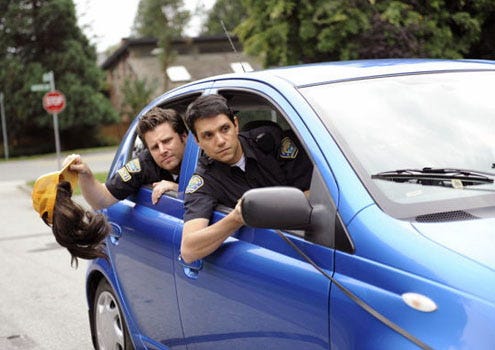 Psych - Season 4 - "We'd Like To Thank The Academy" - James Roday as Shawn Spencer and Ralph Macchio as Nick