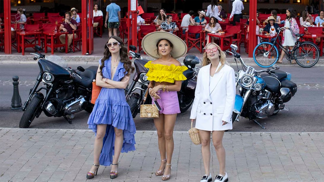 Lily Collins, Ashley Park, and Camille Razat, Emily in Paris