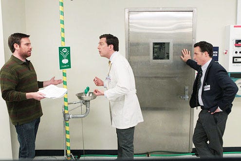 The Office - Season 9 - "Paper Airplane" - John Phillips, Ed Helms and Peter A. Hulne