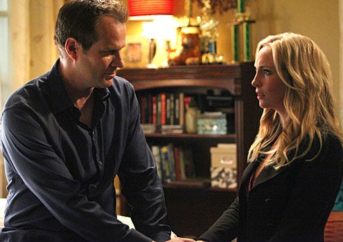Vampire Diaries - Season 3 - "The Ties That Bind" - Jack Coleman as Bill Forbes and Candice Accola as Caroline