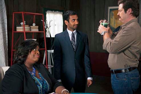 Parks and Recreation - Season 6 - "The Cones of Dunshire" - Retta, Aziz Ansari and Nick Offerman