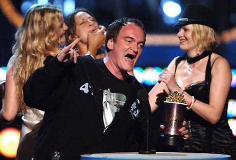 Daryl Hannah and Quentin Tarantino with stunt doubles Zoe Bell and Monica Staggs - 2005 MTV Movie Awards