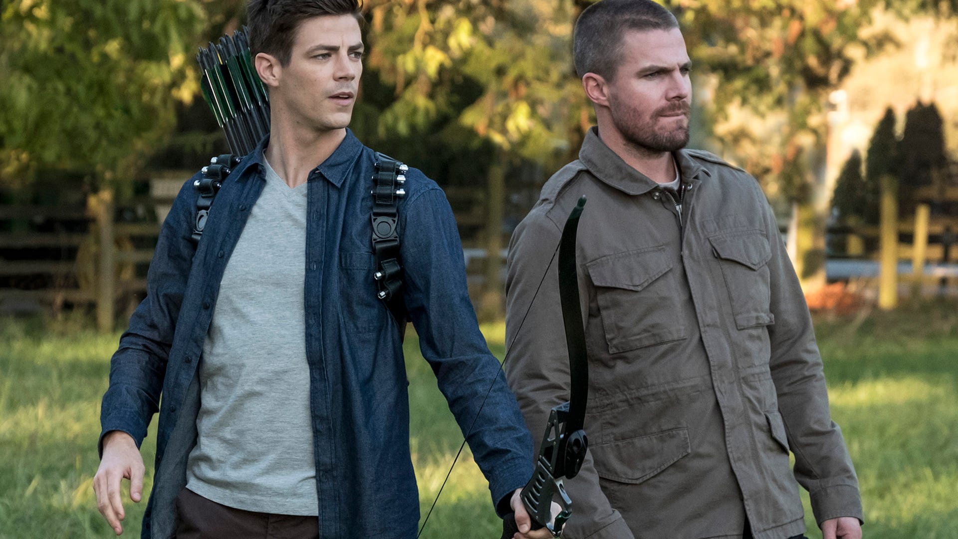Grant Gustin and Stephen Amell, Arrow