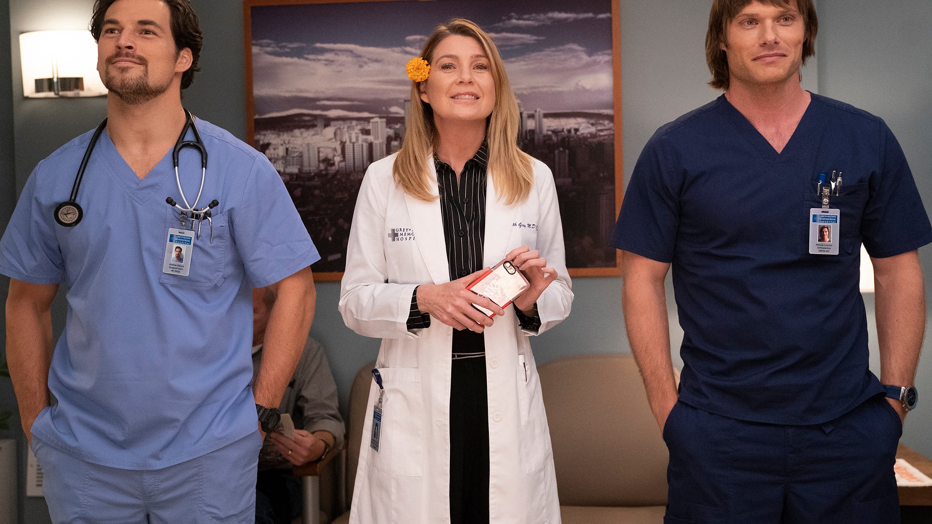 Giacomo Gianniotti, Ellen Pompeo and Chris Carmack, Grey's Anatomy