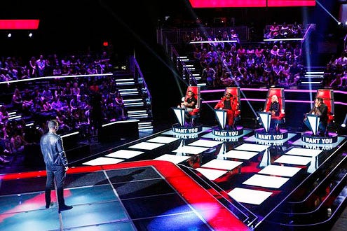 The Voice - Season 5 - "The Blind Auditions, Part 4" - James Irwin, Adam Levine, CeeLo Green, Christina Aguilera and Blake Shelton