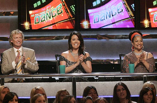 So You Think You Can Dance - Season 3 - Nigel Lythgoe (L), Mary Murphy (C) and guest Debbie Allen (R) judge the competition.